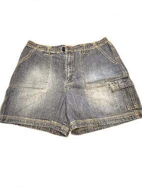 Vintage Denim Cargo Shorts with Pockets